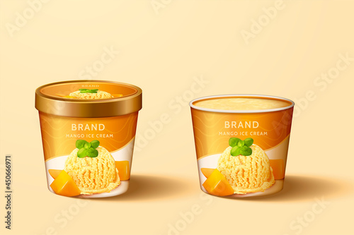 3d mango ice cream package design