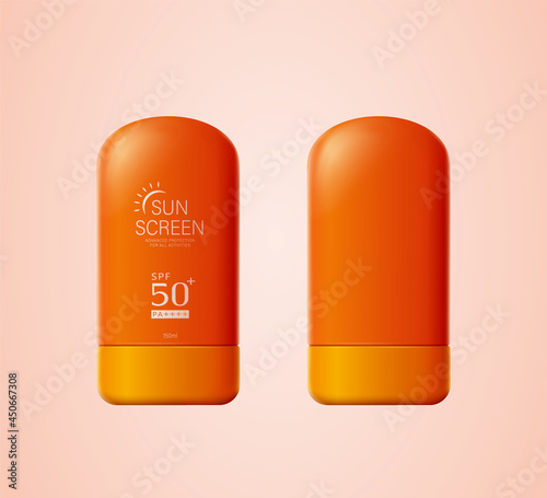 3d orange sunscreen tottle bottles