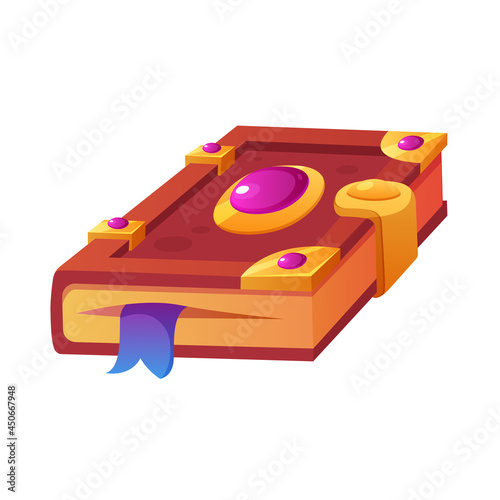 Magic book.Book of spells adorned with gems and gold.Witchcraft stuff