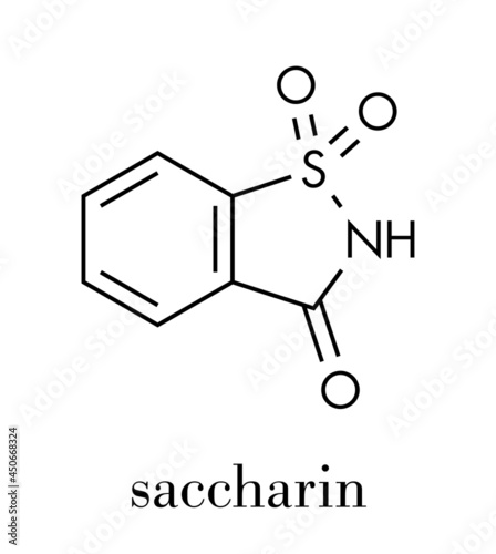 Bilde på lerret Saccharin artificial sweetener molecule. Skeletal formula.