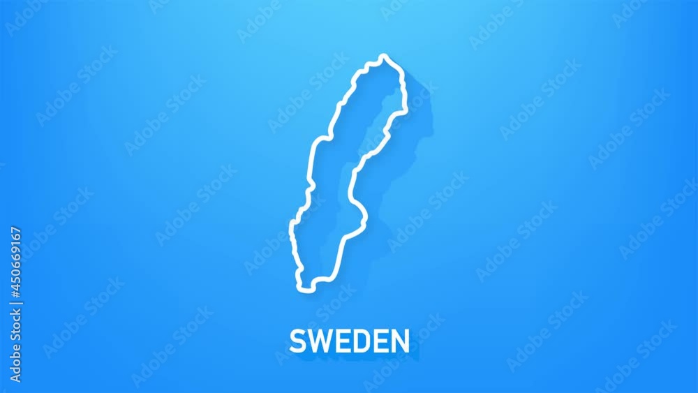 Sweden map icon isolated on background. 4K Video motion graphic animation.
