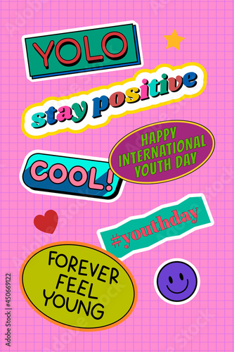 Youth day sticker illustrations vector