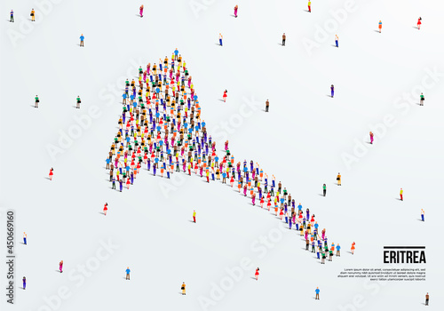 Eritrea Map. Large group of people form to create a shape of Eritrea Map. vector illustration.
