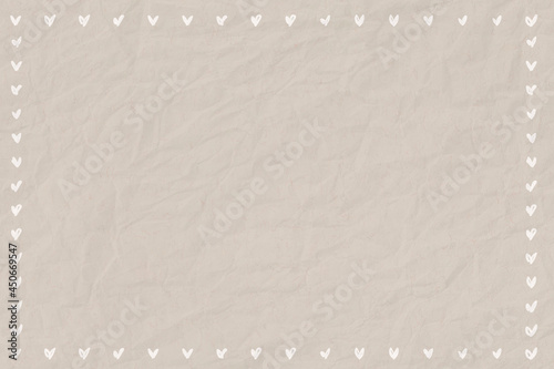 Heart frame vector doodle style on crumpled paper background