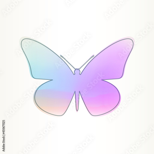Watercolor Soft Butterfly, Insect Icon Vector Illustration Design Artistic Paint Texture Symbol Hand Drawn. 