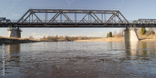 River Venta and railway bridge in Skrunda, Latvia.