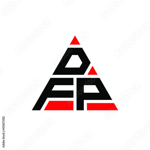 DFP triangle letter logo design with triangle shape. DFP triangle logo design monogram. DFP triangle vector logo template with red color. DFP triangular logo Simple, Elegant, and Luxurious Logo. DFP 