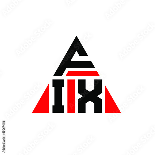 FIX triangle letter logo design with triangle shape. FIX triangle logo design monogram. FIX triangle vector logo template with red color. FIX triangular logo Simple, Elegant, and Luxurious Logo. FIX 