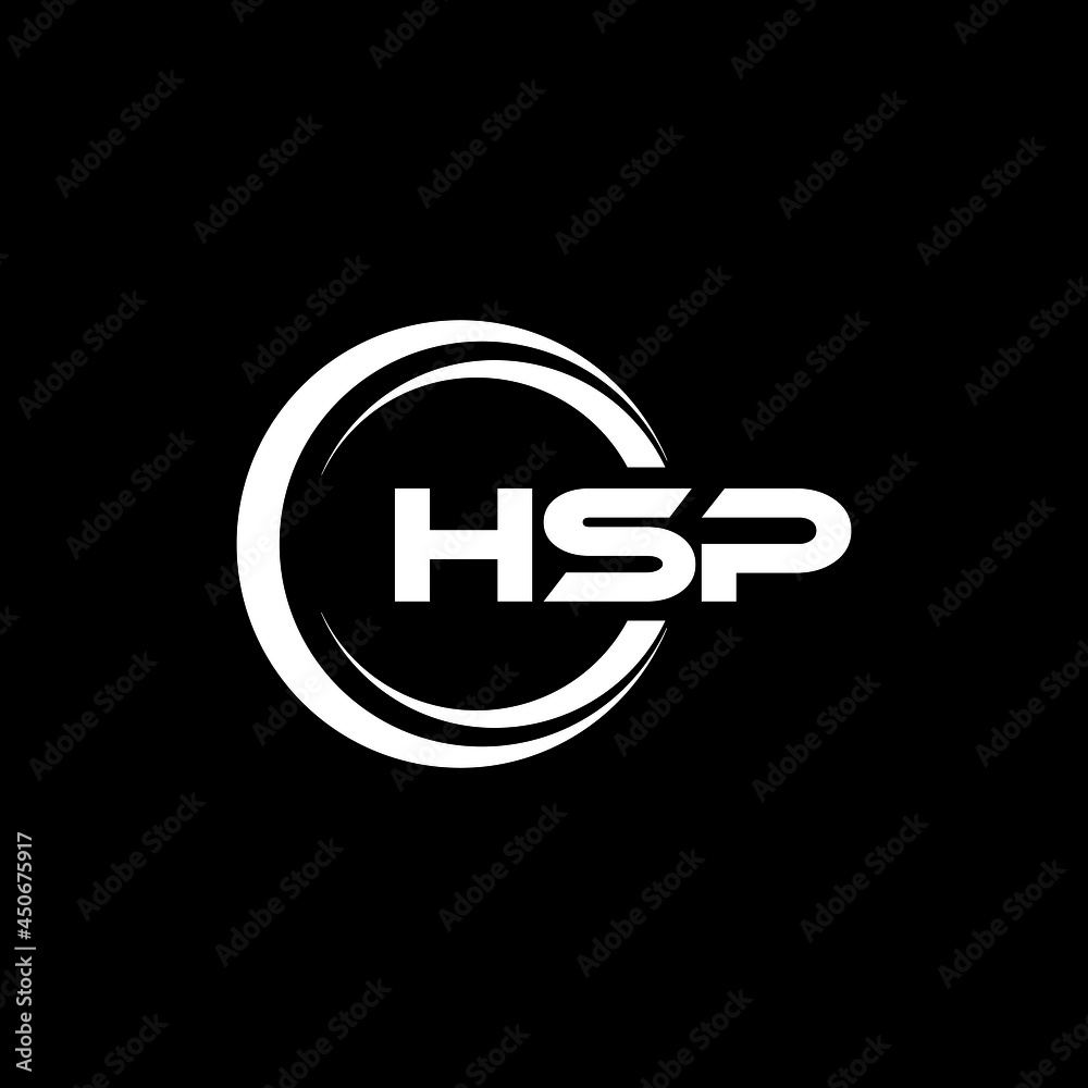 HSP letter logo design with black background in illustrator, vector ...