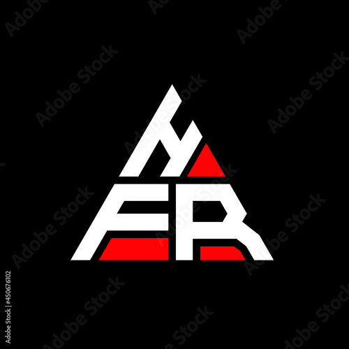 HFR triangle letter logo design with triangle shape. HFR triangle logo design monogram. HFR triangle vector logo template with red color. HFR triangular logo Simple, Elegant, and Luxurious Logo. HFR  photo