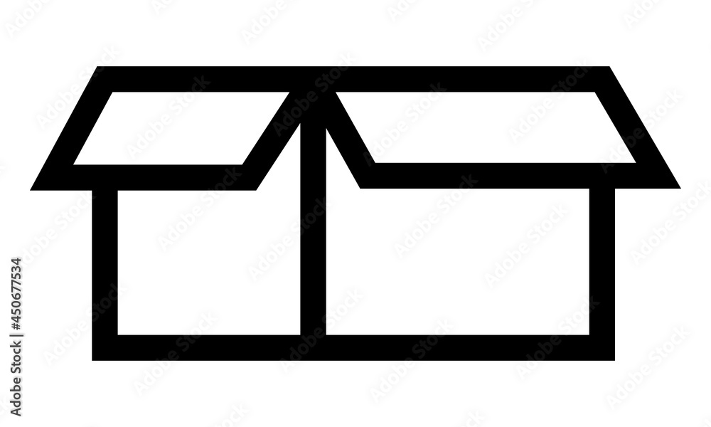 Simple cardboard icon, line drawing style, black and white color. Simple cardboard icon, line drawing style, black and white color.