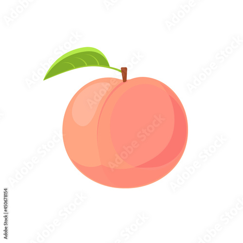 Beautiful juicy pink peach in flat style