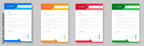 corporate modern letterhead design template with yellow, blue, green and red color. creative modern letter head design template for your project. letterhead, letter head, Business letterhead design.