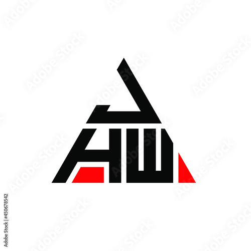 JHW triangle letter logo design with triangle shape. JHW triangle logo design monogram. JHW triangle vector logo template with red color. JHW triangular logo Simple, Elegant, and Luxurious Logo. JHW 
