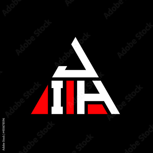 JIH triangle letter logo design with triangle shape. JIH triangle logo design monogram. JIH triangle vector logo template with red color. JIH triangular logo Simple, Elegant, and Luxurious Logo. JIH 