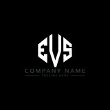 EVS letter logo design with polygon shape. EVS polygon logo monogram. EVS cube logo design. EVS hexagon vector logo template white and black colors. EVS monogram, EVS business and real estate logo. 