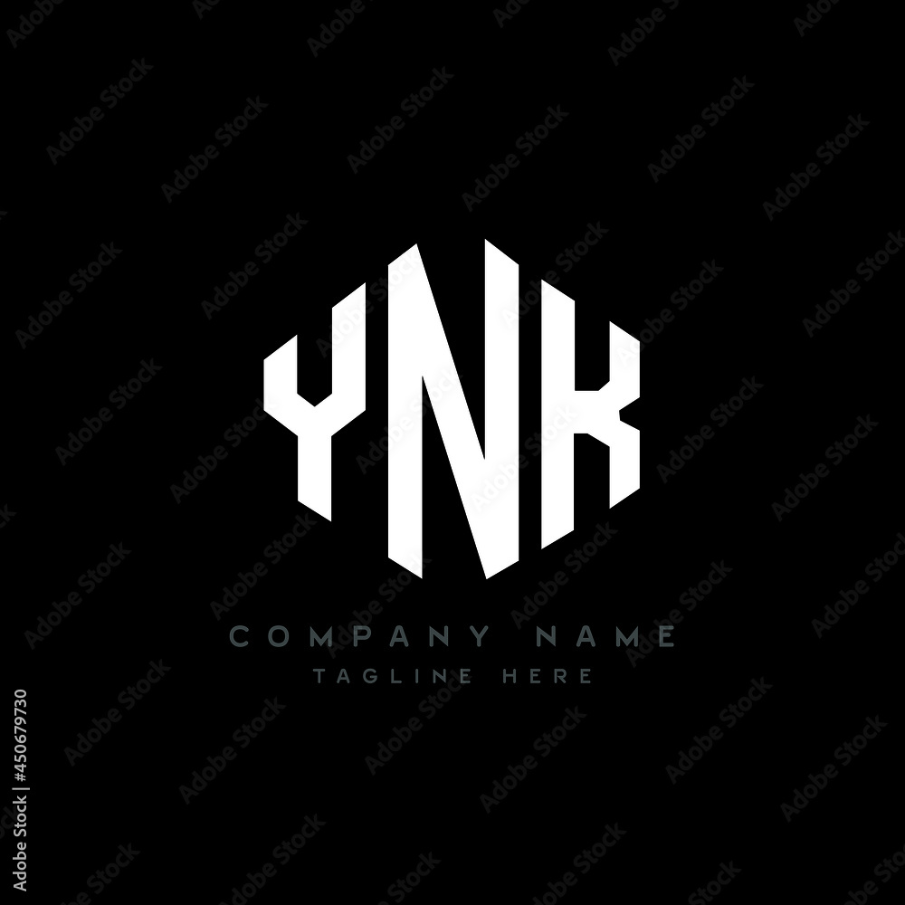 YNK letter logo design with polygon shape. YNK polygon logo monogram. YNK cube logo design. YNK hexagon vector logo template white and black colors. YNK monogram, YNK business and real estate logo. 