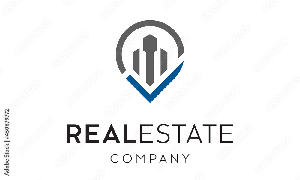 The apartment logo with a check mark looks like a map The apartment logo with a check mark looks like a map