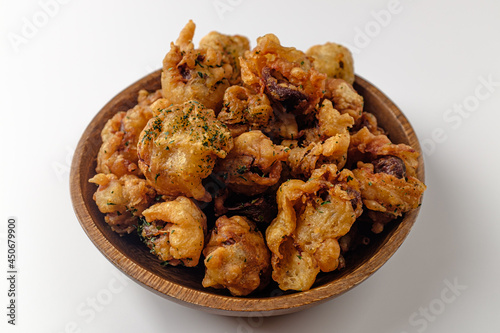 Fried Chicken Gizzard on a white background photo