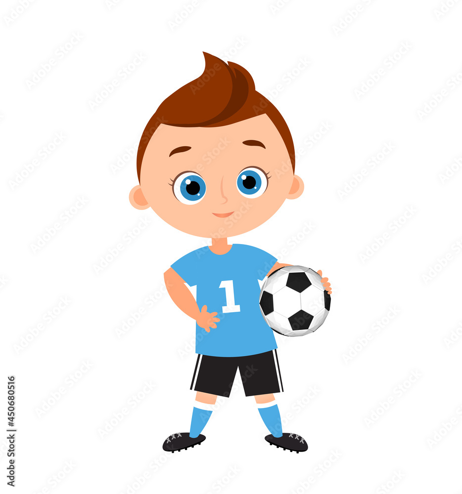 Cute boy. Vector illustration isolated on white background. Flat cartoon style. Banner with funny cartoon child