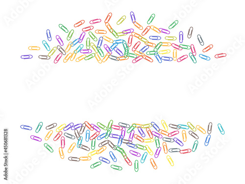 Stationary paperclips isolated on white background