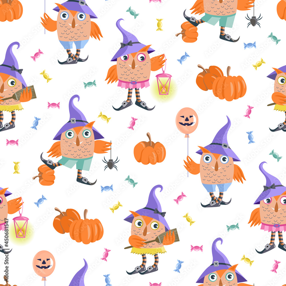 Naklejka premium Halloween Seamless Pattern