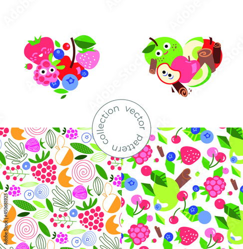 Set of Seamless Vector Summer Fruit Patterns