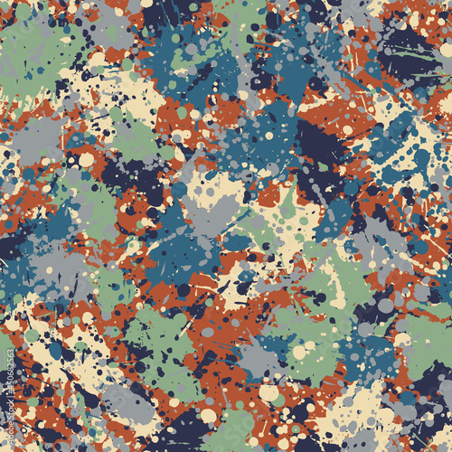 Splatter camouflage Ink paint  wallpaper  abstract vector seamless pattern
