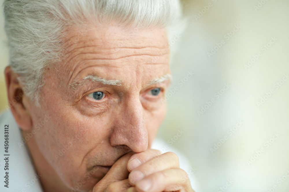 portrait of sad thinking  senior man