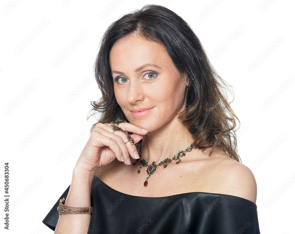 portrait of beautiful woman wearing black dress