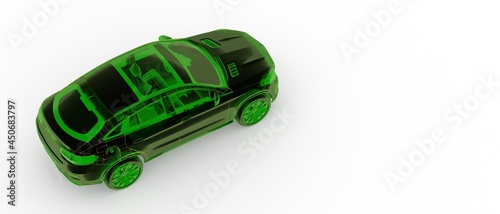 Wireframe rendering of autonomous electric car