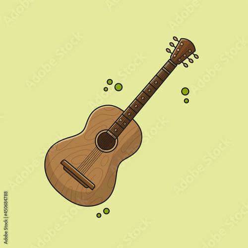 Classical wooden guitar. Vector illustration in modern comic style. (ID: 450684788)