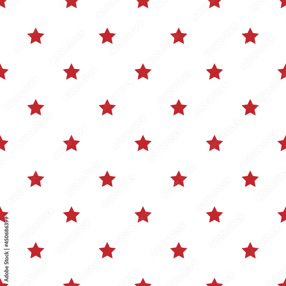 Seamless pattern of red stars on a white background