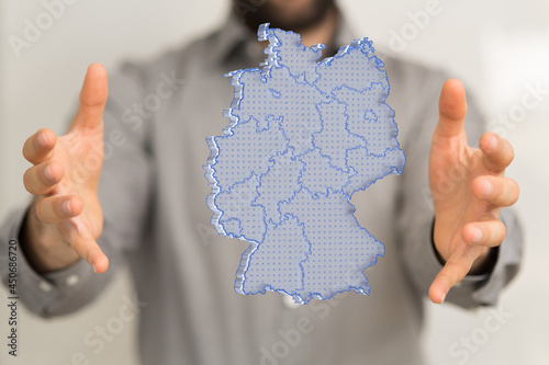 Germany map illustration in blockchain technology