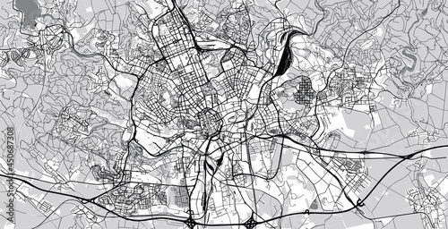 Urban vector city map of Brno, Czech Republic, Europe