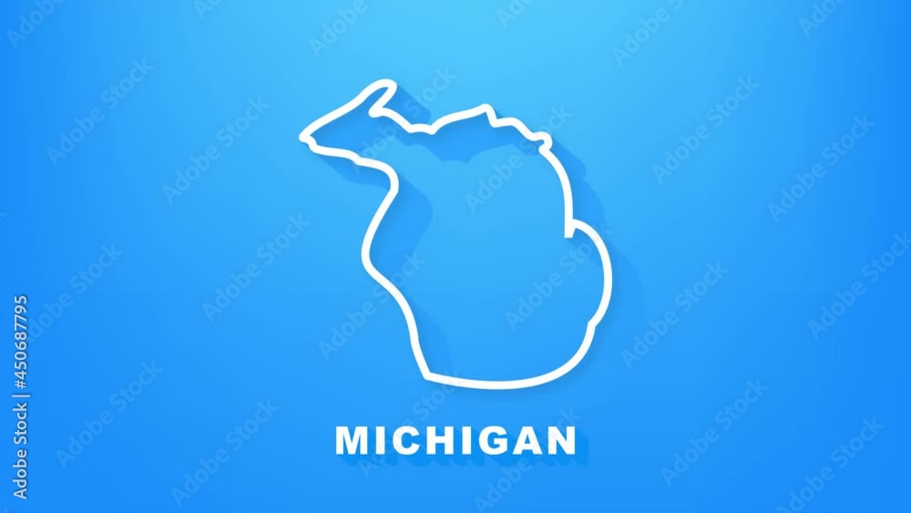 Line animated map showing the state of Michigan from the united state