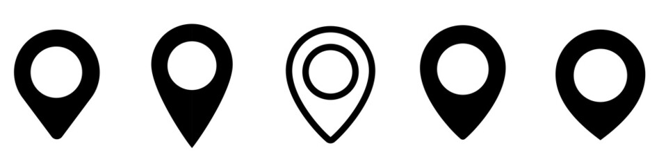 Location pin icon. Map pin place marker. Location icon. Map marker pointer icon set. GPS location symbol collection. Flat style - stock vector.