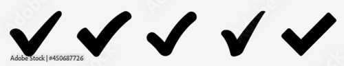 Check mark icons set. Check marks symbol collection. Simple check mark. Quality sign icon. Checklist symbols. Approval check flat style - stock vector.