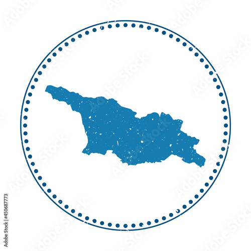 Georgia sticker. Travel rubber stamp with a map of the country, vector illustration. Can be used as an insignia, logotype, label, sticker, or badge of Georgia.
