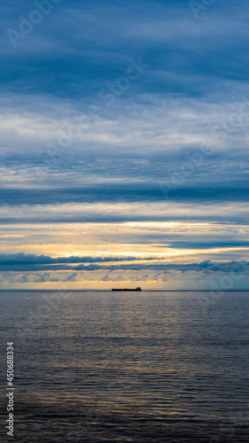 Blue sky, sunset and sea.