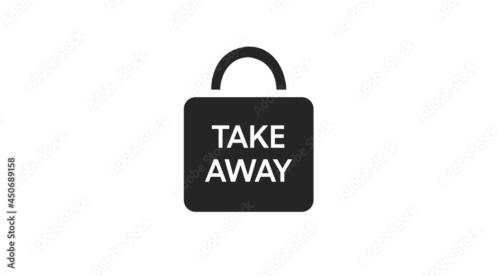 Vector Isolated Black and White Take Away Bag Icon or Sign Vector Isolated Black and White Take Away Bag Icon or Sign