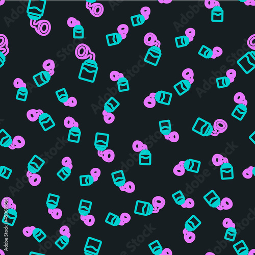 Line Breast pump icon isolated seamless pattern on black background. Vector