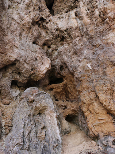 Cave Minerals. Wild cave. Closeup and details of cave rocks
