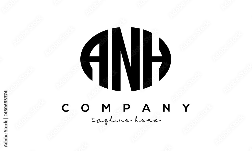 ANH three Letters creative circle logo design ANH three Letters creative circle logo design