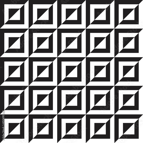 fabric Seamless pattern with striped black white diagonal lines, square, rhombus. Optical  Geometric tile