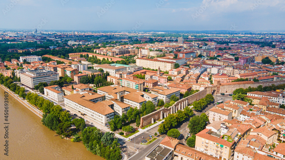 Panorama of Verona with lookout on river