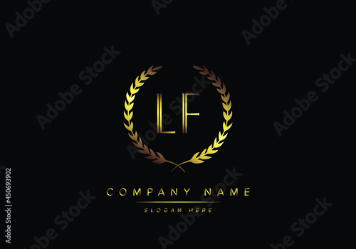 Alphabet letters LF monogram logo, gold color, luxury style