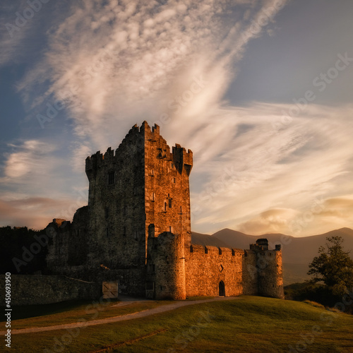 Old castle at sunset