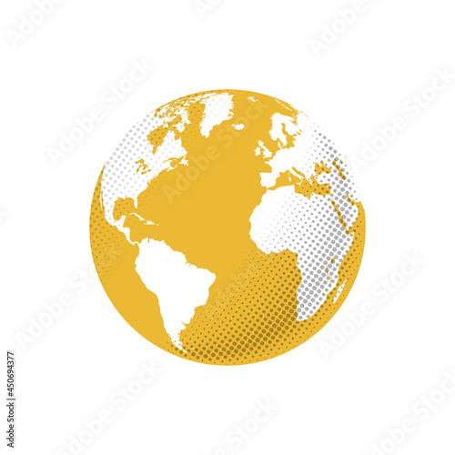 Planet earth or world globe with oceans and water flat vector color icon for apps and websites