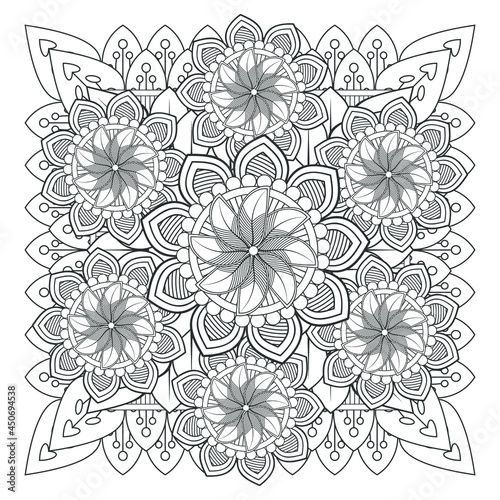 Printable Doodle flowers in monochrome for coloring page  cover  wedding invitation  greeting card  wall art isolated on white background. Hand drawn sketch for an adult anti stress coloring page.